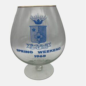 1968 Sigma Phi Epsilon Oversize Snifter Glass Fraternity Spring Weekend 8"